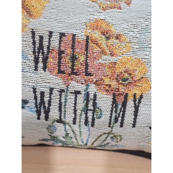 NWT Sandy Clough Tapestry Pillow Rectangle Well Within My Soul Birds Flowers - Picture 3 of 5